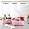 Picture of 2 Pack Small Woven Basket with Gift Bags and Ribbons, Empty Decorative Gift Chest Box, Cute Baby Gift Basket for Nursery, Cotton Rope Room Shelf Storage Basket with Handles, All 12"x 8"x 5", Pink