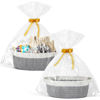 Picture of 2 Pack Small Woven Basket with Gift Bags and Ribbons, Empty Decorative Gift Chest Box, Cute Baby Gift Basket for Nursery, Cotton Rope Room Shelf Storage Basket with Handles, All 12"x 8"x 5", Gray