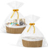 Picture of 2 Pack Small Woven Basket with Gift Bags and Ribbons, Empty Decorative Gift Chest Box, Cute Baby Gift Basket for Nursery, Cotton Rope Room Shelf Storage Basket wi Handles, All 12"x 8"x 5",Yellow