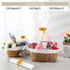 Picture of 2 Pack Small Woven Basket with Gift Bags and Ribbons, Empty Decorative Gift Chest Box, Cute Baby Gift Basket for Nursery, Cotton Rope Room Shelf Storage Basket wi Handles, All 12"x 8"x 5",Yellow