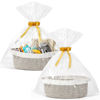 Picture of 2 Pack Small Woven Basket with Gift Bags and Ribbons, Empty Decorative Gift Chest Box, Cute Baby Gift Basket for Nursery, Cotton Rope Room Shelf Storage Basket with Handles, All 12"x 8"x 5",Brown