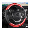 Picture of Moly Magnolia Steering Wheel Cover, Carbon Fiber Breathable Microfiber Leather with Non-Slip Lining, Cool in Summer Warm in Winter for Men Women, Universal 15 Inch for Most Cars (Carbon Fiber Red)