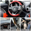 Picture of Moly Magnolia Steering Wheel Cover, Carbon Fiber Breathable Microfiber Leather with Non-Slip Lining, Cool in Summer Warm in Winter for Men Women, Universal 15 Inch for Most Cars (Carbon Fiber Red)