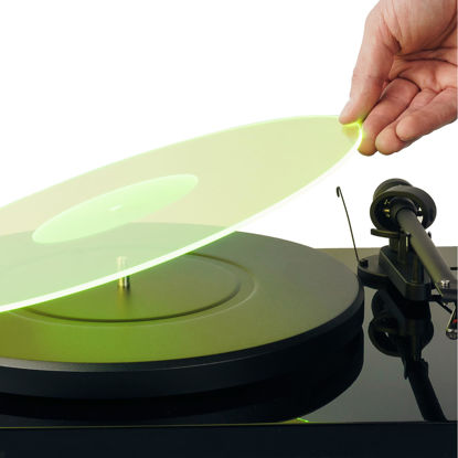 Picture of Acrylic Turntable Mat - 11.75" Greenlit Vinyl Record Acrylic Mat - Precision Machined Acrylic Turntable Platter Mat w/Record Label Recess - See-Through Record Mat for Standard 12" Turntable Platters