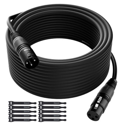 Picture of XLR Cable Microphone Cable 250 Feet,Elecan Heavy Duty Balanced XLR Speaker Cable (From 25-250FT) 3-Pin Shielded Male to Female Mic Cord,DMX Stage Lighting Patch Cable for Speaker Systems Mixer+10 Ties