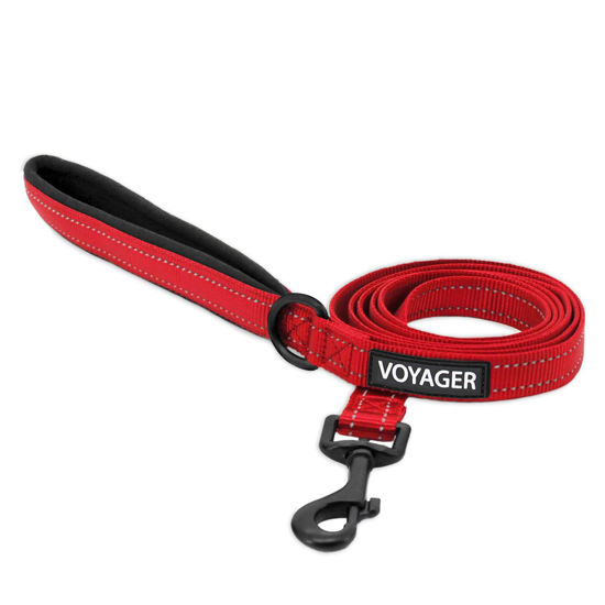 Picture of Voyager Reflective Dog Leash with Neoprene Handle, 6ft Long, Supports Small, Medium, and Large Breed Puppies, Cute and Heavy Duty for Walking, Running, and Training - Red, L