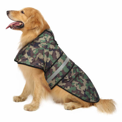 Picture of HDE Dog Raincoat Hooded Slicker Poncho for Small to X-Large Dogs and Puppies Camo - XL