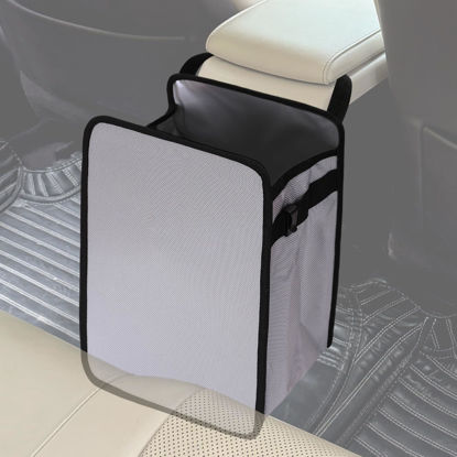Picture of Ginsco Foldable Car Trash Can 3 Gallons, Hanging Car Garbage Can Large Capacity Water-Resistant Car Trash Bag, Leakproof Car Can, Car Storage Bag for Camping, Car Interior Accessories (Light Gray)