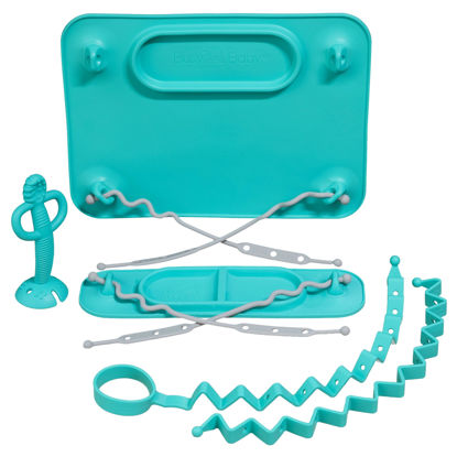 Picture of BUSY BABY New Parent Start Up Kit - Original Placemat, Mini Mat, Teether Spoon, Toy Bungee, Bottle Bungee, 6 Straps (Spearmint)