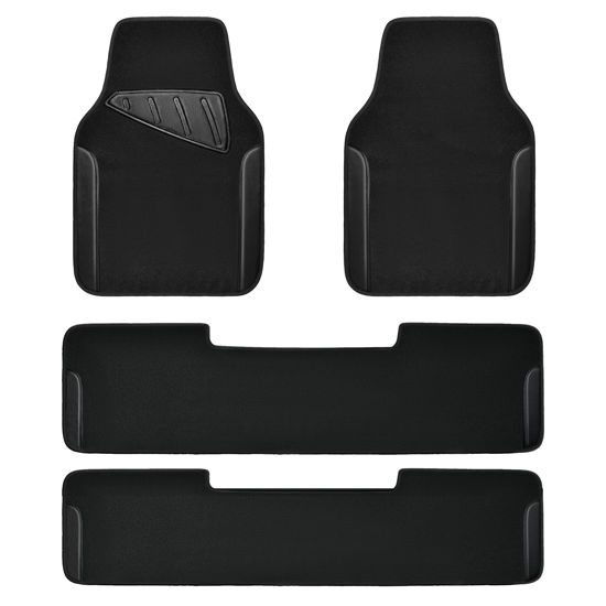 Picture of CAR PASS® Waterproof Universal Faux Leather 3Row Car Floor Mats, Black Car Mats Fit for SUV,Vans,sedans, Trucks,Set of Vehicles Car Carpet with Driver Heel Pad and Anti-Slip Nibs Backing (Black 3Row)