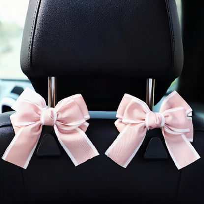 Picture of LIFOPY 2pcs Car Purse Hook for Car Hooks for Purses and Bags, Cute Bow Car Seat Headrest Hook for Car Purse Hook Hanger. (Pink-2)