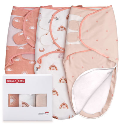 Picture of GLLQUEN BABY 3-Pack Baby Swaddle Sleep Sacks with Zipper for Newborn - Baby Swaddles 0-3 Months, Baby Swaddle Sack, Rainbow & Sun, Baby Swaddle Blanket Wrap (Small/Medium)