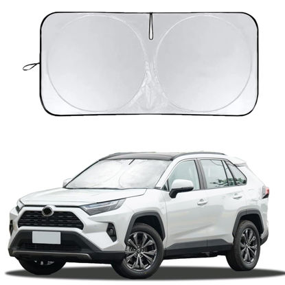 Picture of INSAUTO for RAV4 Car Windshield Cover, Windshield Sun Shades Foldable Sunshade for Toyota RAV4 2013-2023 SUV Crossover Front Window Custom Fit Sun Visor Heatshield Protector Car Accessories