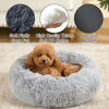 Picture of Dog Bed Calming Dog Beds for Small Medium Dogs - Round Donut Washable Dog Bed, Anti-Slip Faux Fur Fluffy Donut Cuddler Anxiety Cat Bed(Light Grey 24")