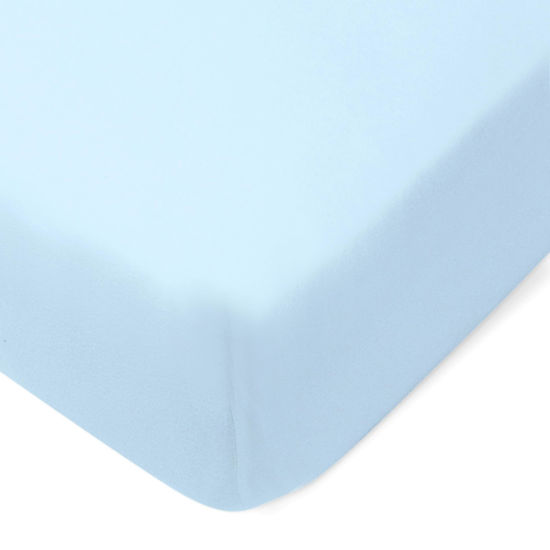 Picture of HonestBaby Fitted Crib Sheets Fits Standard Mattress Bassinet, Mini Prints 100% Organic Cotton Baby Boys, Girls, Unisex, Light Blue Fitted Crib Sheet, One Size
