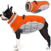 Picture of AOFITEE Dog Coat, Warm Dog Jacket Dog Winter Coats, Reflective Turtleneck Dog Fleece Vest with Harness Built in, Waterproof Windproof Dog Snow Jacket Snowsuit for Small Medium Large Dogs, Orange S