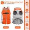 Picture of AOFITEE Dog Coat, Warm Dog Jacket Dog Winter Coats, Reflective Turtleneck Dog Fleece Vest with Harness Built in, Waterproof Windproof Dog Snow Jacket Snowsuit for Small Medium Large Dogs, Orange S