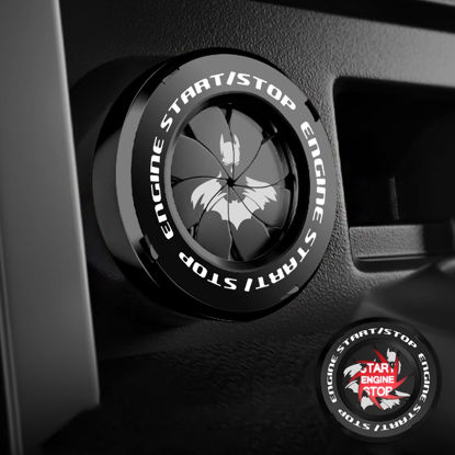 Picture of Tybasthe Rotary Push Start Button Cover, Bat Man Car Accessories Engine Start Stop Button Cover, Car Stickers Interior Decor, Motorcycle Ignition Key Switch Cover, Black