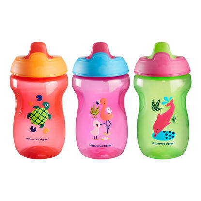 Picture of Tommee Tippee Sippee Cup, 10oz, Sippee Trainer Cup for Babies 9 Months+, Red, Purple and Green, 3 Count