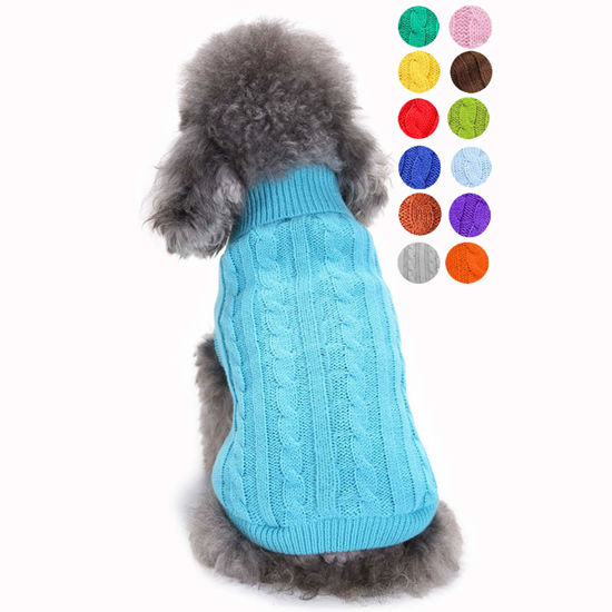 Picture of Dog Sweater, Dog Sweaters for Small Dogs Girl Boy, Cute Knitted Classic Turtleneck Warm Dog Winter Clothes Costume Cat Sweater Dog Christmas Sweaters for Dogs Pet Puppy Doggy