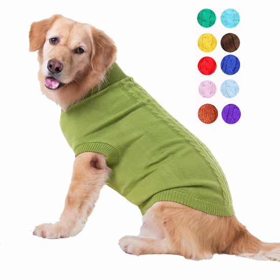 Picture of Dog Sweater, Dog Sweaters for Medium Large Dogs Girl Boy, Cute Knitted Classic Turtleneck Warm Dog Winter Clothes Costume Cat Sweater Dog Christmas Sweaters for Dogs Pet Puppy Doggy