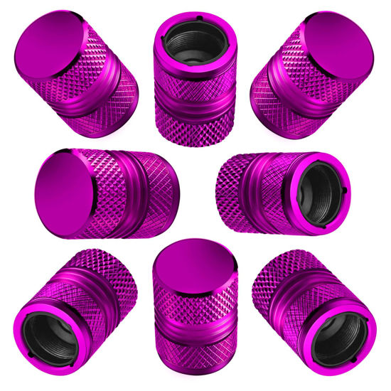 Picture of Tire Valve Stem Caps for Car Tires Air Caps Cover 8 Pack Corrosion Resistant Premium Alloy Leak-Proof Universal for SUV Truck Motorcycle Bike Purple