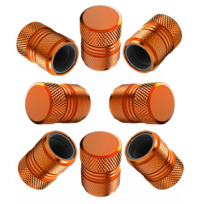 Picture of Tire Valve Stem Caps for Car Tires Air Caps Cover 8 Pack Corrosion Resistant Premium Alloy Leak-Proof Universal for SUV Truck Motorcycle Bike Orange