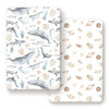 Picture of GRSSDER Stretchy Super Soft Jersey Knit Fitted Pack n Play Sheets Set 2 Pack,Portable/Mini Crib Sheets Snug and Safe,Beautiful Marine Organism for Boys and Girls