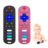 Picture of ERSIHUA 2-Pack Silicone Teething Toys for Baby, TV Remote Chew Toy Teethers for 3-6 Months, Baby Sensory Toys for 6 to 12 Months, TV Remote Control Toys for Boys and Girls (Black+Pink)