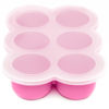 Picture of WeeSprout Silicone Freezer Tray with Clip on Lid Perfect Food Storage Container for Homemade Baby Food, Vegetable, Fruit Purees, and Breast Milk (Bright Pink, Six 3 Ounce Sections)
