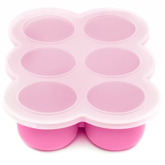 Picture of WeeSprout Silicone Freezer Tray with Clip on Lid Perfect Food Storage Container for Homemade Baby Food, Vegetable, Fruit Purees, and Breast Milk (Bright Pink, Six 3 Ounce Sections)