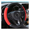 Picture of Bling Soft Leather Steering Wheel Cover, 15 Inch Colorful Rhinestones Auto Elastic Steering Wheel Protector, Sparkly Crystal Diamond for Women Girls, Car Accessories for Most Cars (Red)