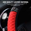 Picture of Bling Soft Leather Steering Wheel Cover, 15 Inch Colorful Rhinestones Auto Elastic Steering Wheel Protector, Sparkly Crystal Diamond for Women Girls, Car Accessories for Most Cars (Red)