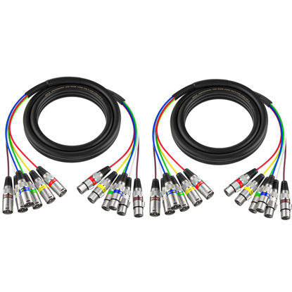 Picture of EBXYA 6 Channel Colored XLR Snake Cables 3 Feet - Shielded Audio Frequency Control Cable Snake, 2 Packs