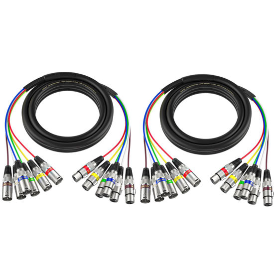 Picture of EBXYA 6 Channel Colored XLR Snake Cables 3 Feet - Shielded Audio Frequency Control Cable Snake, 2 Packs