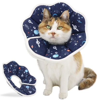 Picture of QIYADIN Soft Cat Cone, Adjustable Cat Recovery Collar After Surgery to Prevent Licking Wound, Protective Cat Neck Cone, Comfortable Pet Elizabethan Collar for Cats Kittens and Puppies (Medium)