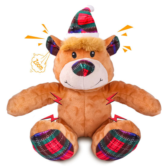 Picture of Newget Christmas Dog Toys, Dog Squeaky Plush Chew Toys with Crinkle Paper for Puppy, Small, Medium, Large Dogs, Interactive Pet Holiday Toys for Training and Reducing Boredom
