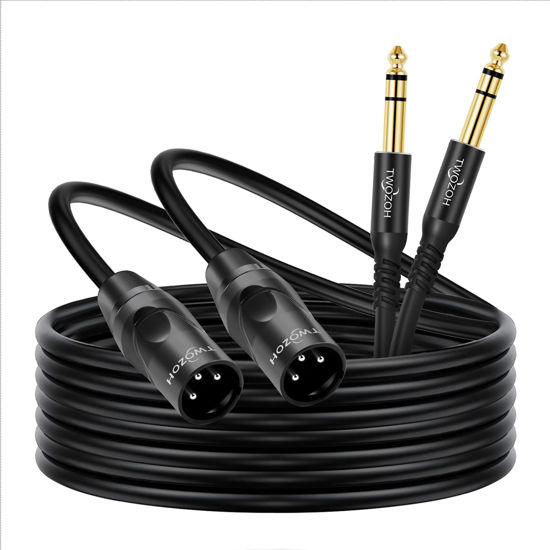 Picture of Twozoh XLR Male to 1/4 Inch Jack TRS Cable 30FT 2 Pack, Balanced 6.35mm Plug to 3 pin XLR Male, Quarter inch to XLR Stereo Guitar Cable (Professional/HiFi)
