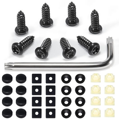 Picture of 8 Sets Anti-Theft Stainless Steel License Plate Fasteners，Rust Proof and Anti-Rattle License Plate Screws Kits (Anti-Theft)