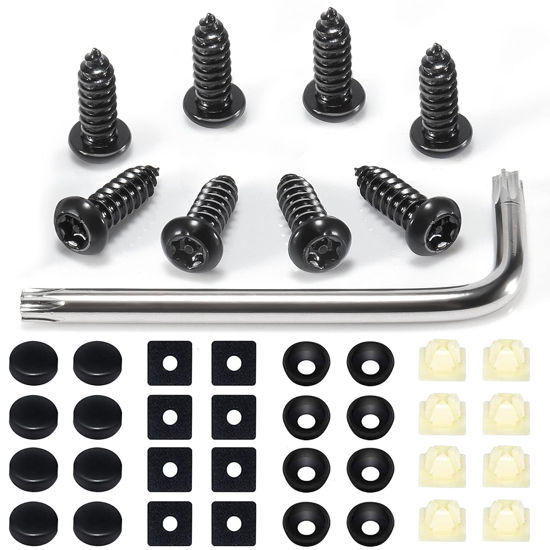 Picture of 8 Sets Anti-Theft Stainless Steel License Plate Fasteners，Rust Proof and Anti-Rattle License Plate Screws Kits (Anti-Theft)