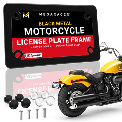 Picture of Metal Black Motorcycle License Plate Frame | Motorcycle Plate Frame | Motorcycle License Plate Holder | Motorcycle Tag Frame | Porta Placa Para Moto | Harley Davidson License Plate Frame | Plate Cover