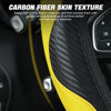 Picture of LoyaForba Car Steering Wheel Cover, Microfiber PU Leather Elastic Carbon Fiber Auto Steering Wheel Protector, Universal 15 Inch Breathable Anti-Slip, Car Interior Accessories for Most Cars (Yellow)