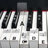 Picture of runzoos 2 Sheets Piano Key Stickers for 88/76/61/54/49 Keys, Removable Piano Stickers for Beginners, Piano Keyboard Stickers for Kids, Keyboard Stickers for Piano Keys, Piano Key Labels Notes (Black)