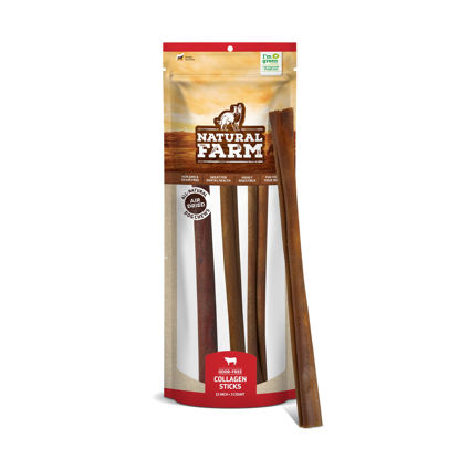 Picture of Natural Farm Odor-free Collagen Dog Chews (12 Inch, 3 Pack), Long Lasting Bully Sticks & Rawhide Alternative Dog Treats, 95% Collagen Low Fat, High Protein Best Dental Dog Treats - Medium & Large Dogs