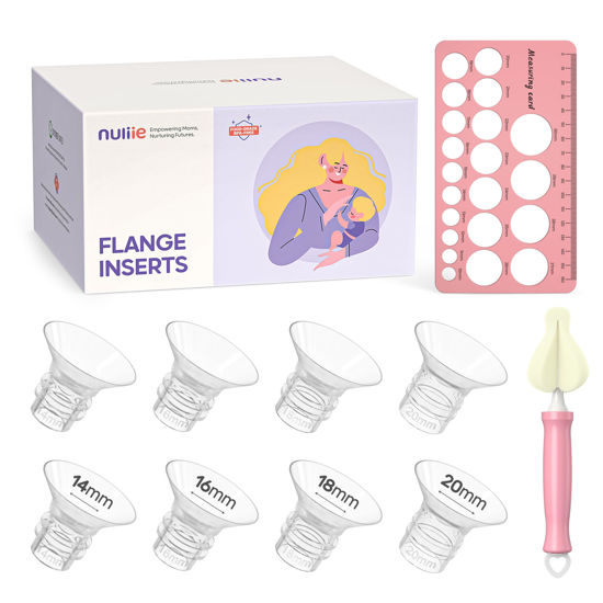 Picture of Nuliie 8PCS Flange Sizing kit 14/16/18/20mm for 24mm Flange/Shield of Most Pumps, BPA Free Flange Inserts, Compatible with Momcozy/Elvie/Spectra/Bellababy/TSRETE/Willow/Nuliie Breast Pumps