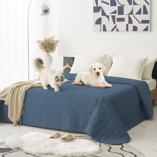 Picture of Tcksstex Waterproof and Anti-Slip Dog Bed Cover and Pet Blanket Sofa Pet Bed Mat ，car Incontinence Mattress Protectors Furniture Couch Cover for Most Cats Dogs, Pets （82x82- Navy Blue）