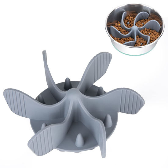 Picture of Keegud Slow Feeder Dog Bowls Insert [36 Octopus Suction Cups] Super Firm Slow Eating Bowl [Cuttable] for Small Breed and Medium Size Dog Compatible with Regular and Elevated (Spiral)