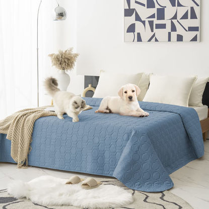 Picture of Tcksstex Waterproof and Anti-Slip Dog Bed Cover and Pet Blanket Sofa Pet Bed Mat ，car Incontinence Mattress Protectors Furniture Couch Cover for Most Cats Dogs, Pets （82x82- Stoneblue）
