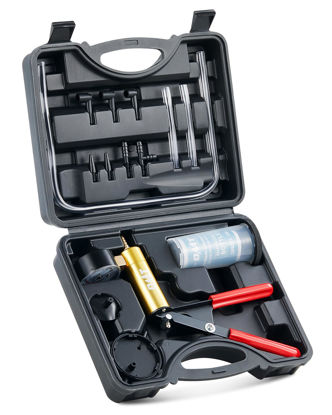 Picture of Orion Motor Tech Brake Bleeder Kit with Hand Pump and Pressure Gauge, Hand Vacuum Pump with Brake Bleeder Bottle Adapters Case & Gloves for One Person Brake Fluid Power Steering Fluid Bleeding