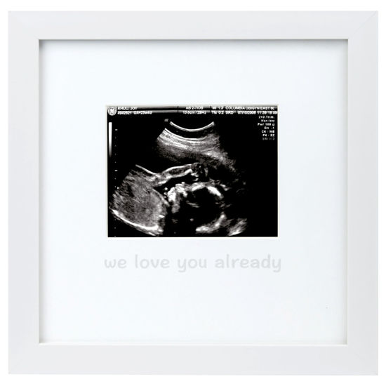 Picture of tiny ideas We Love You Already Sonogram Sentiment Frame, Baby Announcement, Gender Neutral Ultrasound Keepsake, Ideal Pregnancy Gift, Baby Shower and Nursery Decor, 4”x5” Photo Insert, White